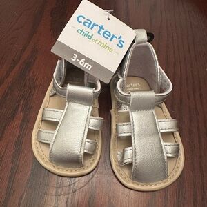 Carter's Silver Baby Sandals 3-6m